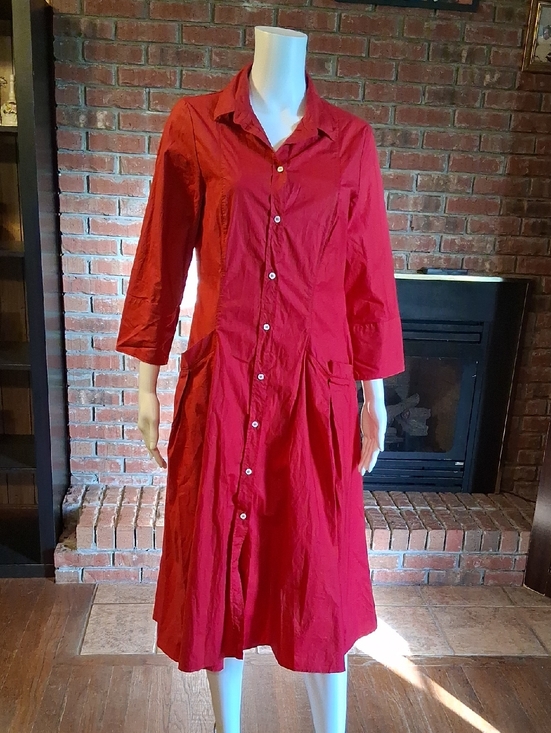 Rosso35 Dresses & Skirts - Rosso35 Red Button-Front Maxi Shirt Dress